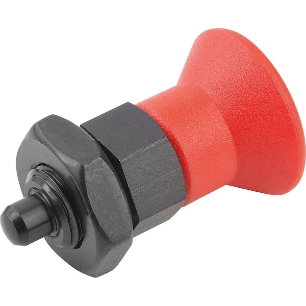 Indexing Plunger Size:9 D1=M06X0, 75, D=3, Form:B Wo. Groove W Locknut, Short Vers, Steel Hardened,